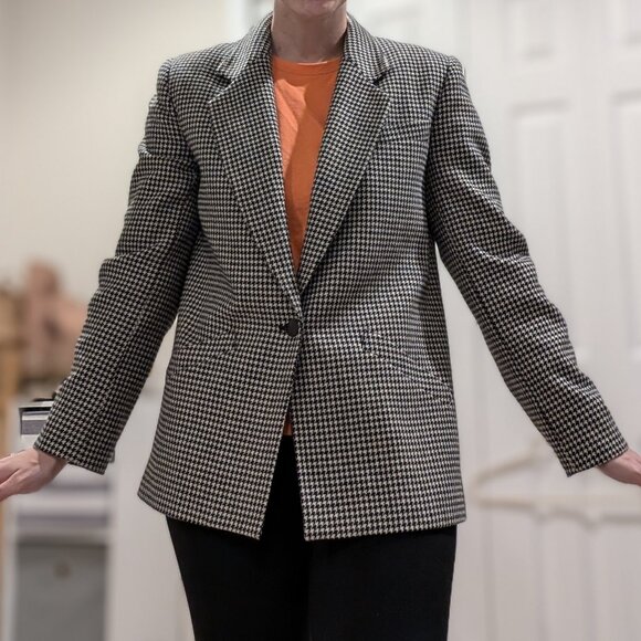 Picket & Post Vintage Houndstooth Blazer Coat Jacket Size 12 - Picture 7 of 9